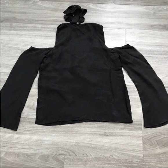 LINE DOT WOMENS BLOUSE WITCHY SATIN BLACK GOTH PULLOVER XS - Picture 5 of 9